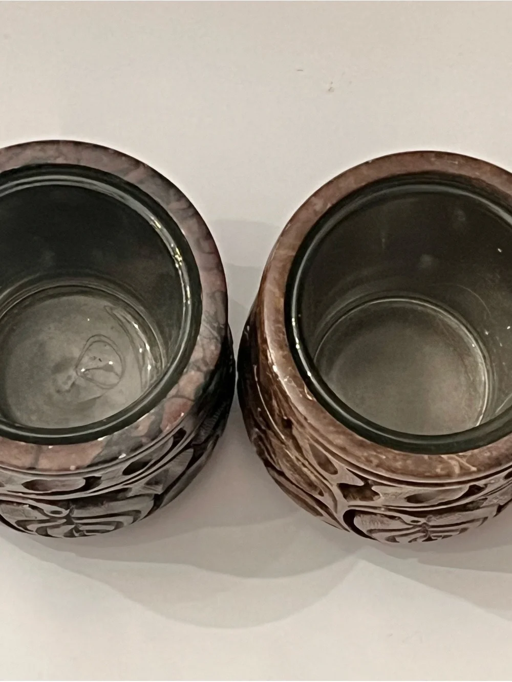 Yankee Candle Votive Candle Holders Carved Soapstone Set of 2